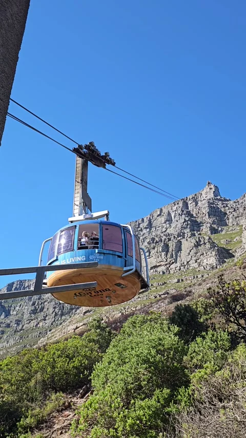 Cable Car Gondola, Table Mountain Cable Car, Cape Town, South Africa – Vertical Stock Footage 347930998