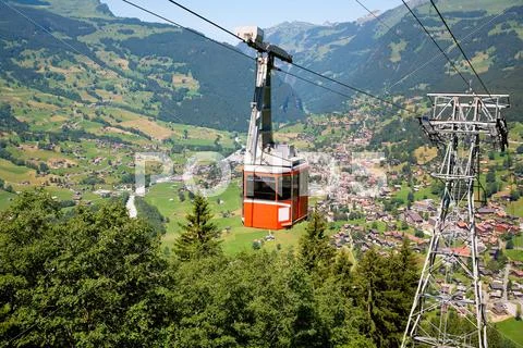 Cable Car In Grindelwald, Bern Canton, Switzerland
