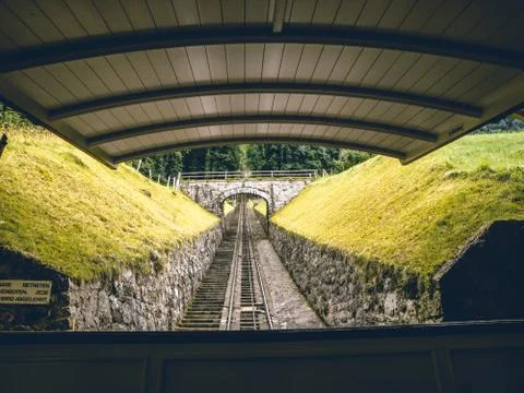 A cable car to highest panoramic viewpoint in Switzerland Stock Photos