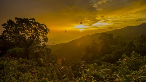 Cable Car at Highlands During Sunset - Time Lapse Stock Footage 145474920
