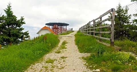 Cable car house and view of cottage in the mountains Stock Footage 101967266