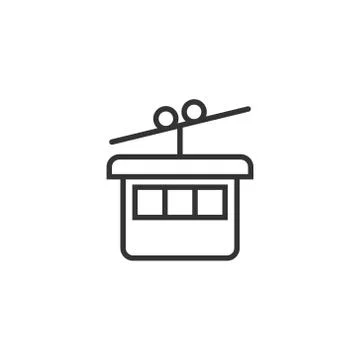 Cable car icon in flat style. Elevator cabin vector illustration on white iso Illustrazione stock