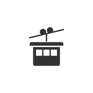 Cable car icon in flat style. Elevator cabin vector illustration on white iso Illustrazione stock