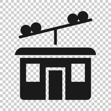 Cable car icon in flat style. Elevator cabin vector illustration on white iso Illustrazione stock