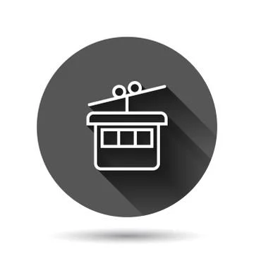Cable car icon in flat style. Elevator cabin vector illustration on black rou Illustrazione stock