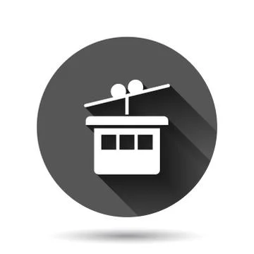 Cable car icon in flat style. Elevator cabin vector illustration on black rou Illustrazione stock