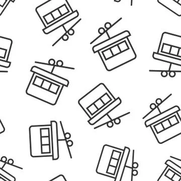 Cable car icon in flat style. Elevator cabin vector illustration on white iso Illustrazione stock