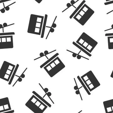 Cable car icon in flat style. Elevator cabin vector illustration on white iso Illustrazione stock