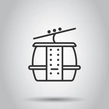 Cable car icon in flat style. Elevator cabin vector illustration on white iso Illustrazione stock