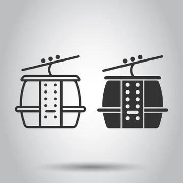 Cable car icon in flat style. Elevator cabin vector illustration on white iso Illustrazione stock