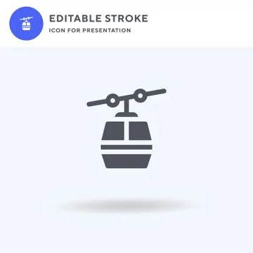Cable Car icon vector, filled flat sign, solid pictogram isolated on white, l Stock Illustration