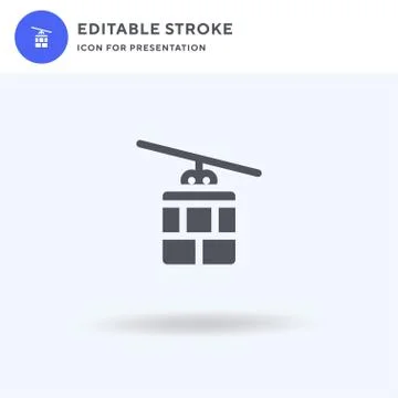 Cable Car icon vector, filled flat sign, solid pictogram isolated on white, logo Stock Illustration