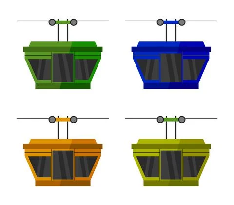 Cable car illustrated in vector on a white background Illustrazione stock