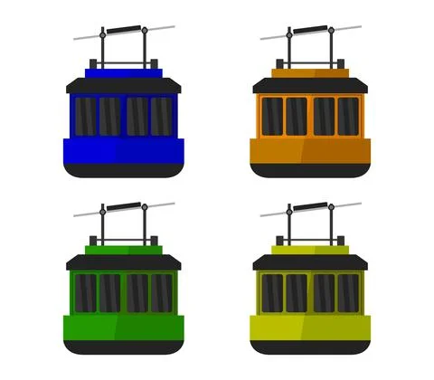 Cable car illustrated in vector on a white background Illustrazione stock