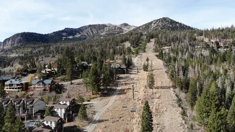 Cable car on an inactive ski site Stock Footage 98281175