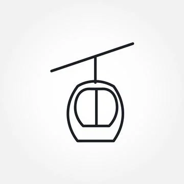 Cable car isolated vector line icon. winter cable car line icon. Stock Illustration