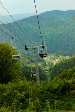 Cable car leading to the mountains Stock Photos