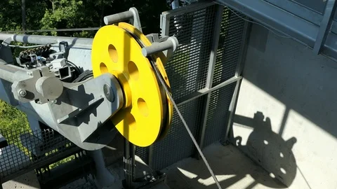 Cable Car Lifting Wheel Mechanism Stock Footage 97181078