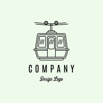 Cable car line art simple icon vector minimalist illustration gondola Illustrazione stock