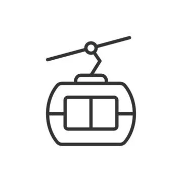 Cable car, in line design. Cable car, aerial tramway, rope way, mountain 스톡 일러스트