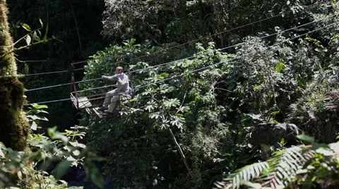 Cable Car Man Crossing Going Stock Footage 56332485