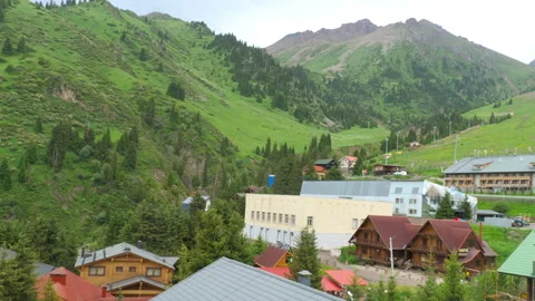 Cable car up to Medeo mountains Stock Footage 302333179