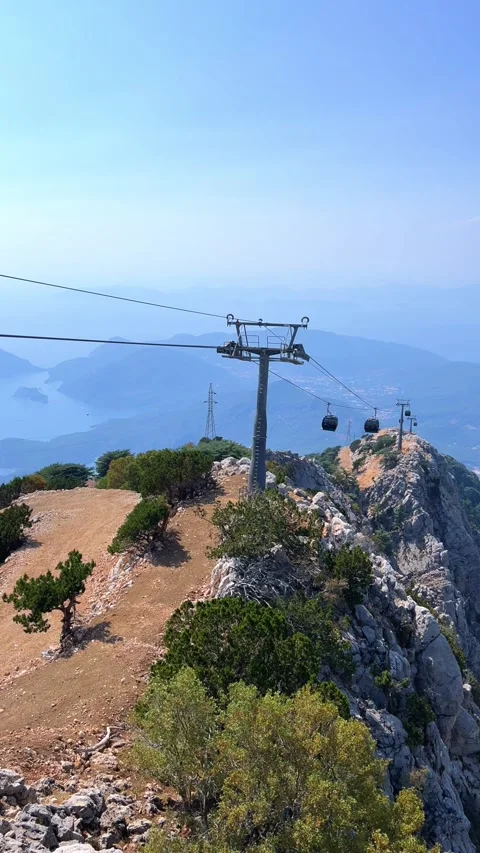 Cable car on Mount Babadag Stock Footage 304134120