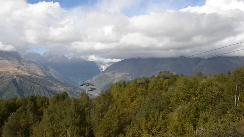 Cable car to the mountain, timelapse Stock Footage 82386094