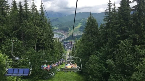 Cable car in mountainous area. Video stock 246104198