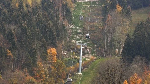 Cable car in the mountains of Bavaria Stock Footage 97973723