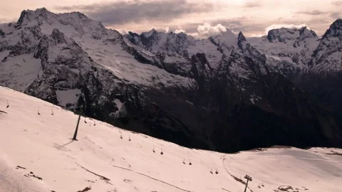 Cable car in the mountains with a beautiful view Stock Footage 170712146