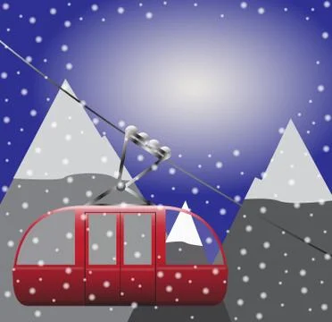 Cable Car In Mountains Stock Illustration
