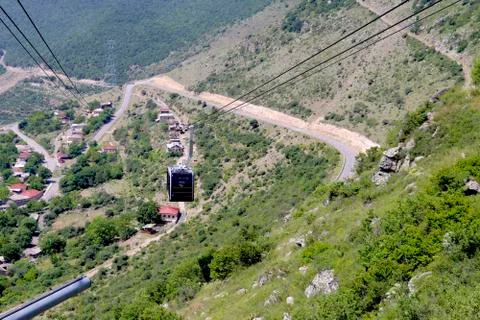 Cable car in the mountains Stock Photos