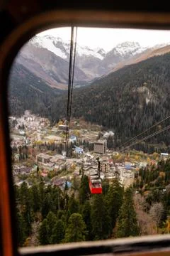 Cable car in the mountains Stock Photos