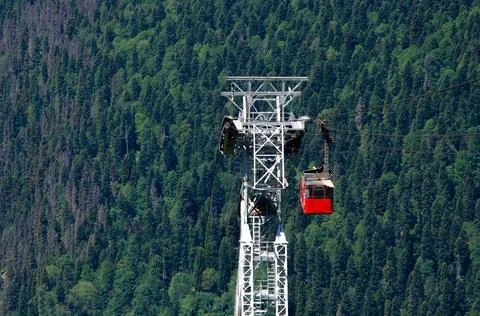 Cable car in the mountains 写真素材