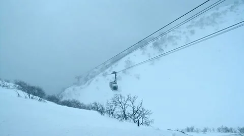 Cable car in the mountains. Time Lapse. Stock Footage 10741918