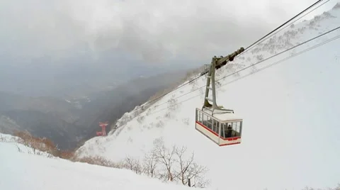 Cable car in the mountains. Time Lapse. Stock Footage 10741925