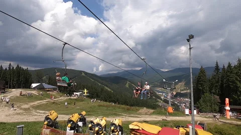 Cable car movement in the forest Stock Footage 140277034