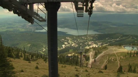 Cable car moving over landscape Stock Footage 61085050