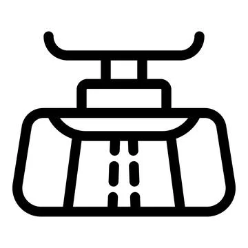 Cable car moving on ropeway over road, mountain cableway icon Stock Illustration