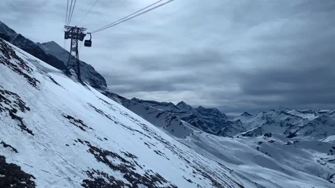 Cable Car Moving In Snowy Mountain Stock Footage 237361777