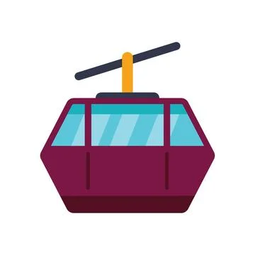 Cable car moving upwards on white background Stock Illustration
