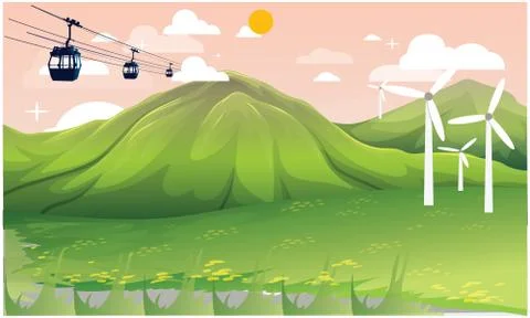 Cable car in nature Illustrazione stock