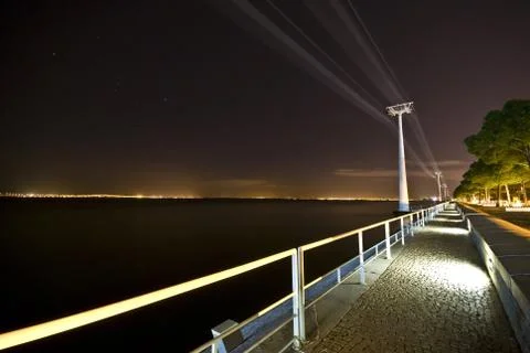 Cable car at night Foto stock