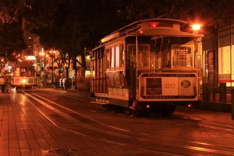 The Cable Car in the night Stock Photos