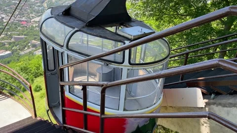The cable car at the observation deck on the top of Mashuk Mountain Stock-Footage 135785988