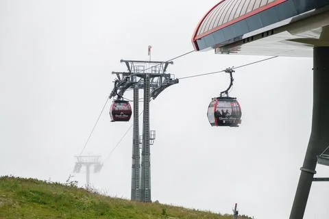 Cable car or funicular in High Tatras in Slovakia, April 2021, High Tatras Stock Photos