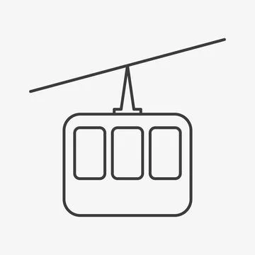 Cable car outline vector icon. Cablecar pictogram Illustrazione stock