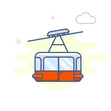 Cable car outline vector illustration. Gondola lift line icon. Stock-Illustration