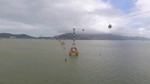 Cable car over the sea Stock Footage 86681209